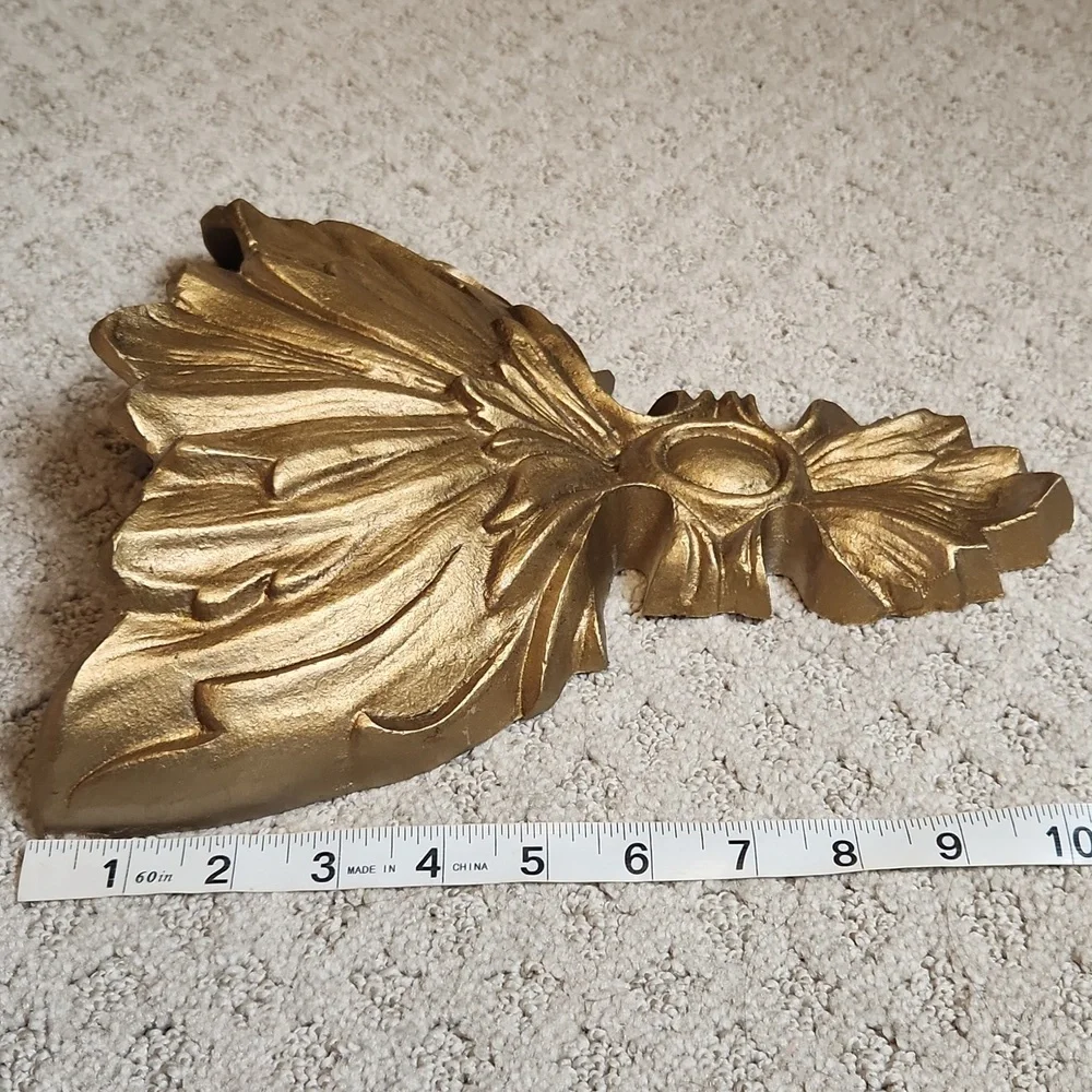 Vintage Hoda Hollywood Regency Mid-Century Golden Wall Pocket Cast Aluminum